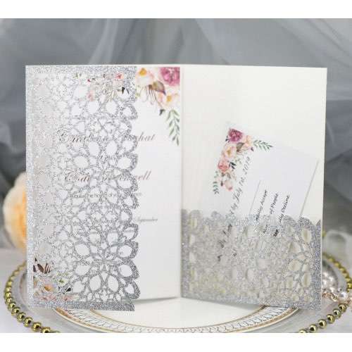 Glitter Invitation Card Laser Business Invitation Modern Wedding Card Personalized Custom